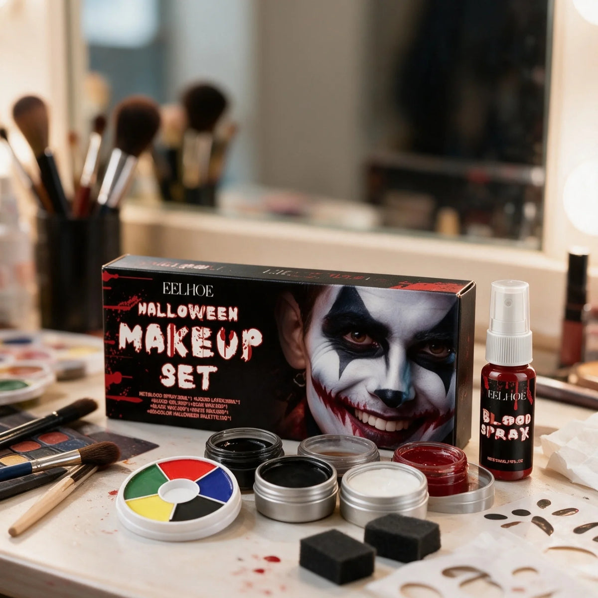 EELHOE Halloween Face Paint Set Waterproof Long Lasting Color Palette
