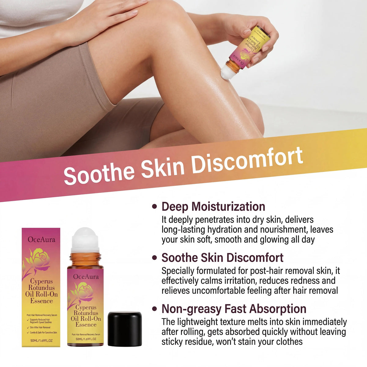 OceAura Rose Roller Essential Oil For Nourishing Skin Care