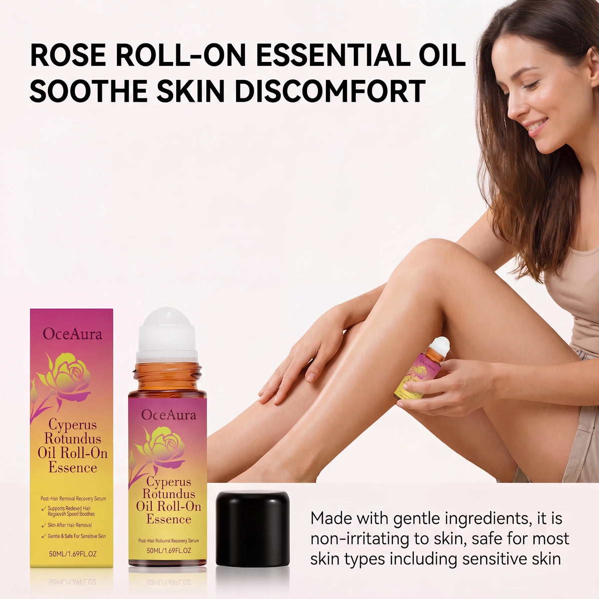 OceAura Rose Roller Essential Oil For Nourishing Skin Care