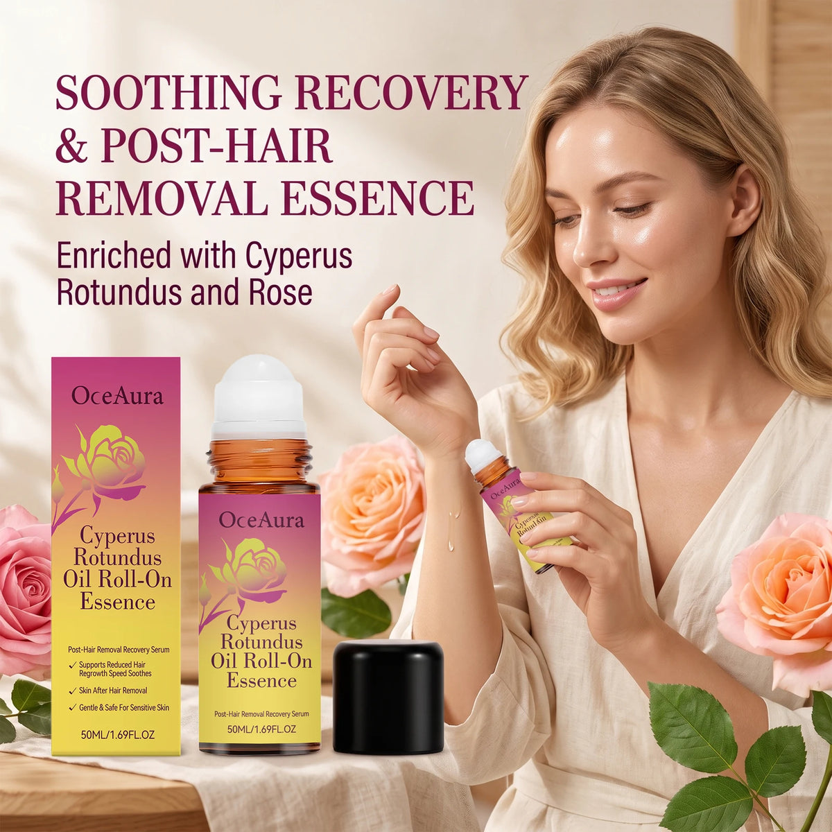 OceAura Rose Roller Essential Oil For Nourishing Skin Care