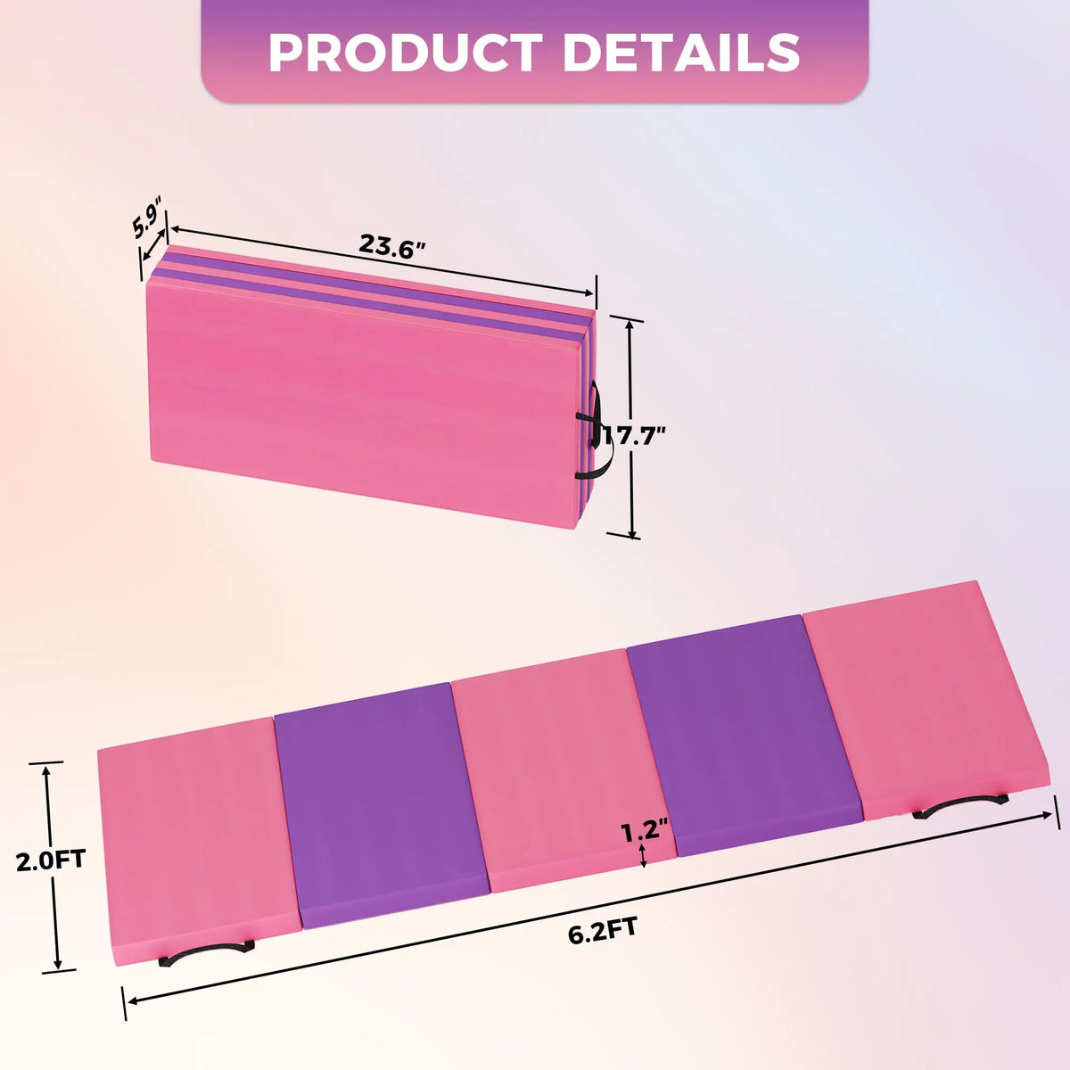 HiMISS Folding Gymnastics Mat Portable Exercise Tumble Pad For Home