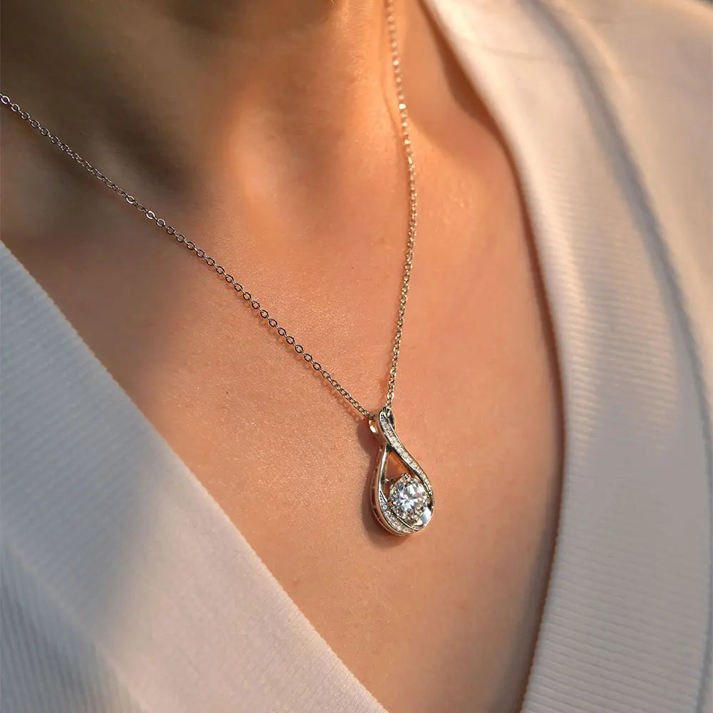 Oxtao Shiny Infinity Moissanite Pendant Necklace For Daily Wear