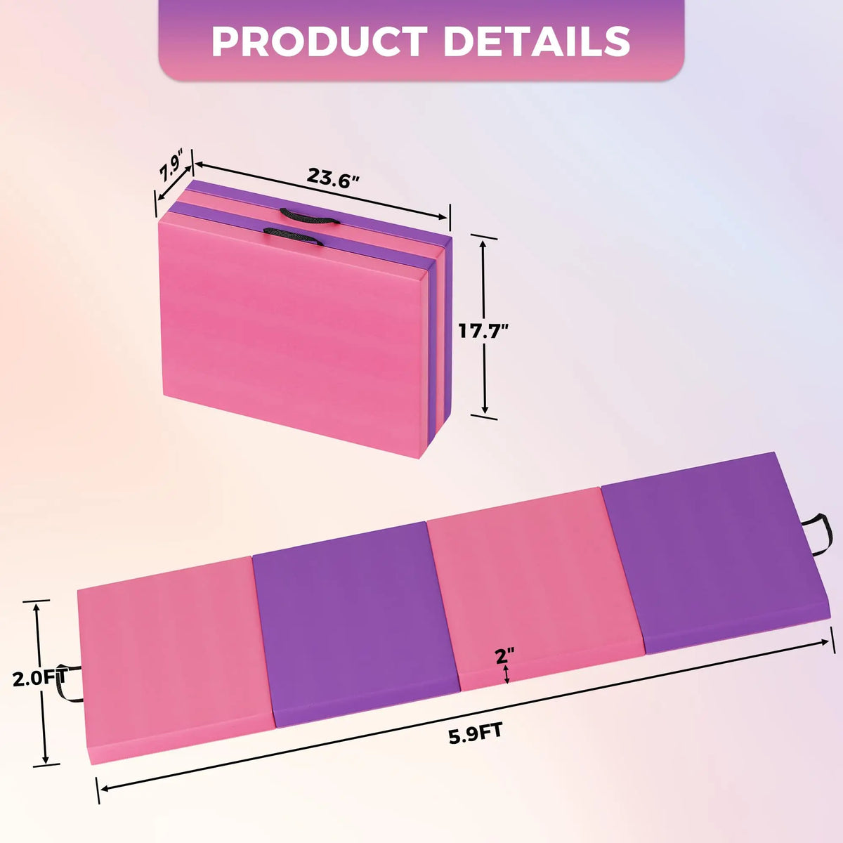 HiMISS Folding Gymnastics Mat Portable Exercise Tumble Pad For Home