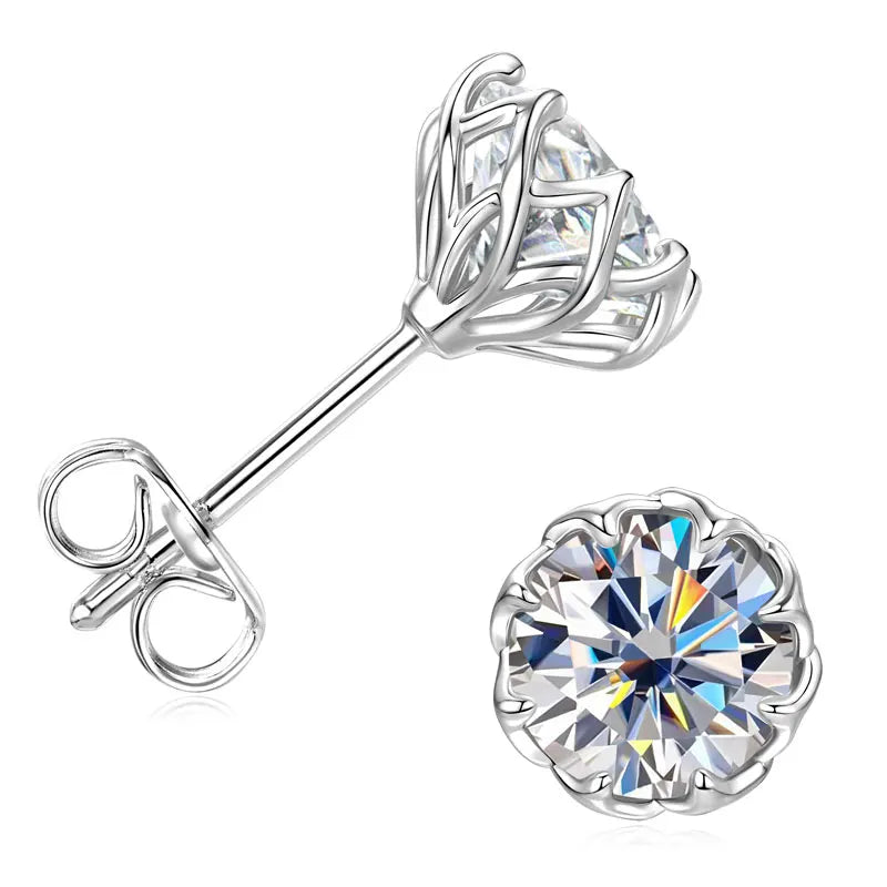 Oxtao Moissanite Flower Stud Earrings 14K Gold Filled Women