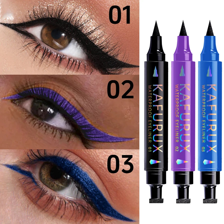 Kafurux Double Head Star Seal Waterproof Stamp Eyeliner