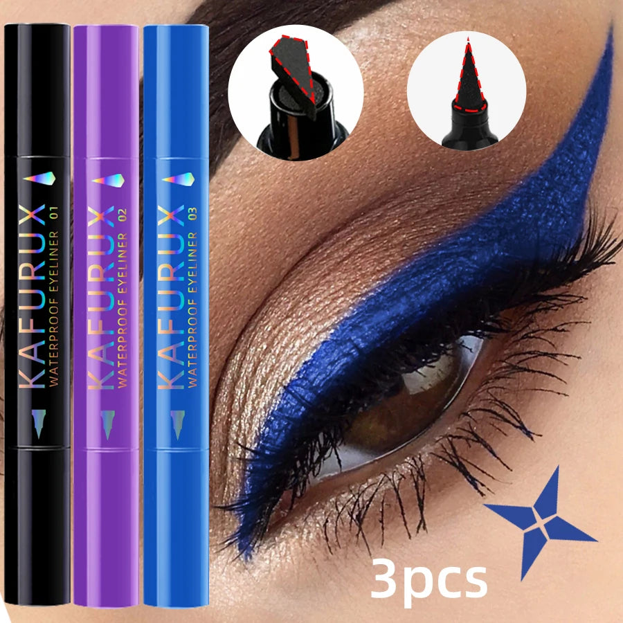 Kafurux Double Head Star Seal Waterproof Stamp Eyeliner