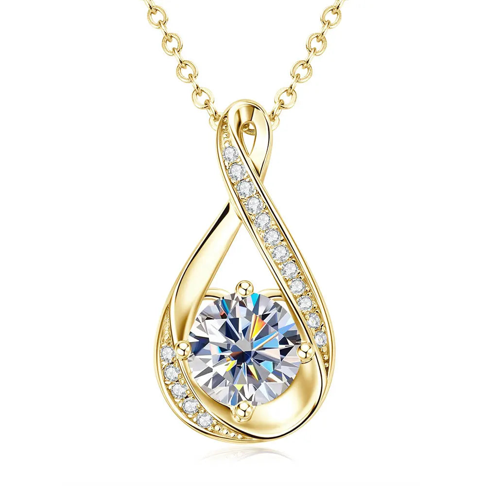 Oxtao Shiny Infinity Moissanite Pendant Necklace For Daily Wear