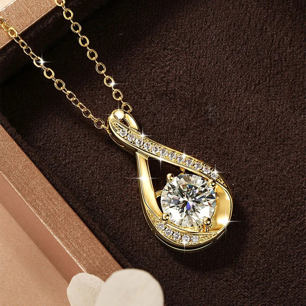 Oxtao Shiny Infinity Moissanite Pendant Necklace For Daily Wear