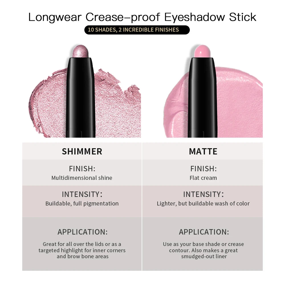 Waterproof Matte Shimmer Eyeshadow Liner Stick Metallic Highlighter Cosmetic