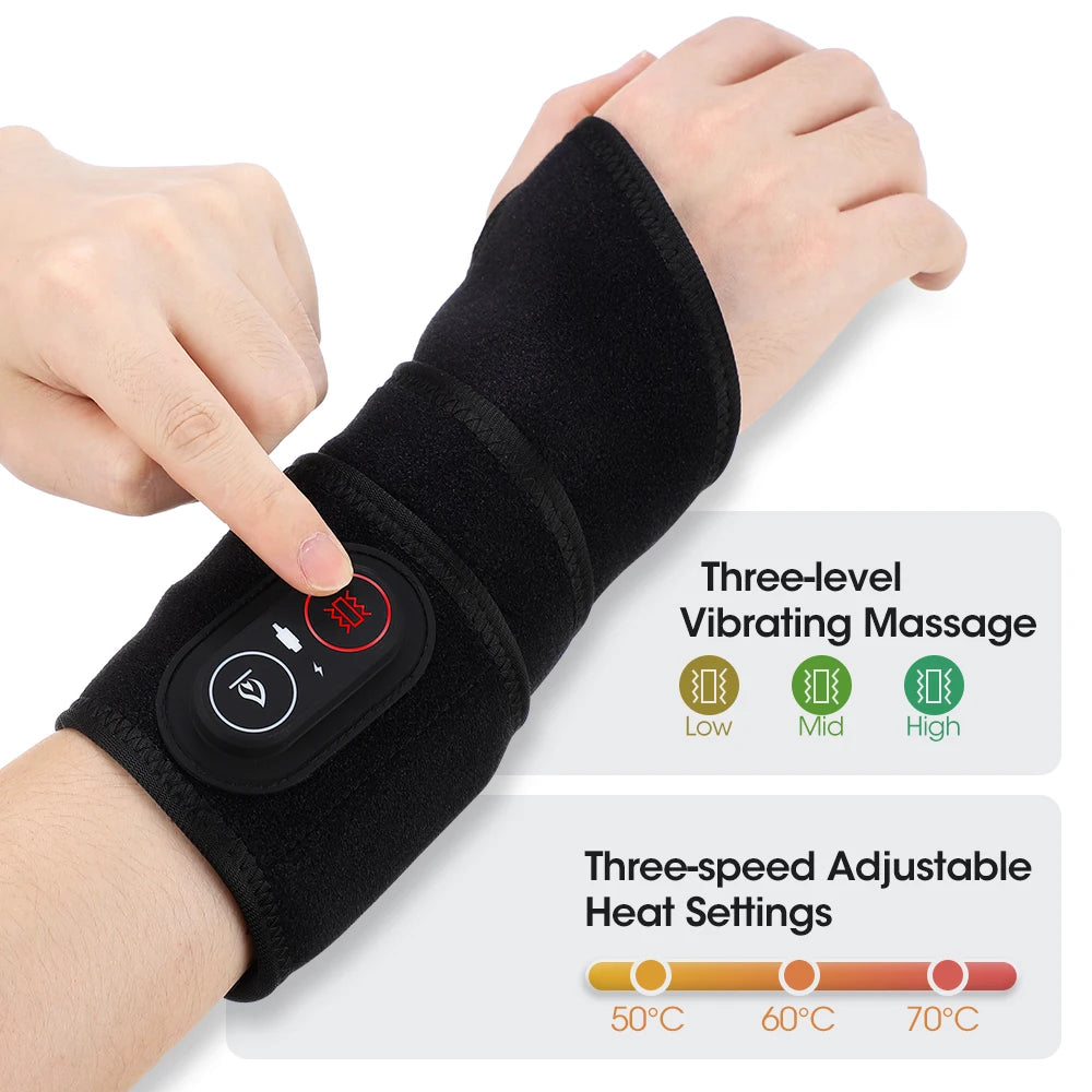 Red Light Wrist Brace 660nm Infrared Light Hot Compress Wrist Strap Wireless Rechargeable Sports Wristband Hand Protector Muscle Strain Relief