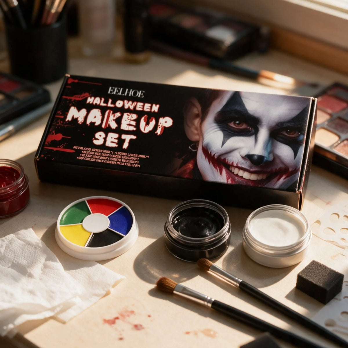 EELHOE Halloween Face Paint Set Waterproof Long Lasting Color Palette