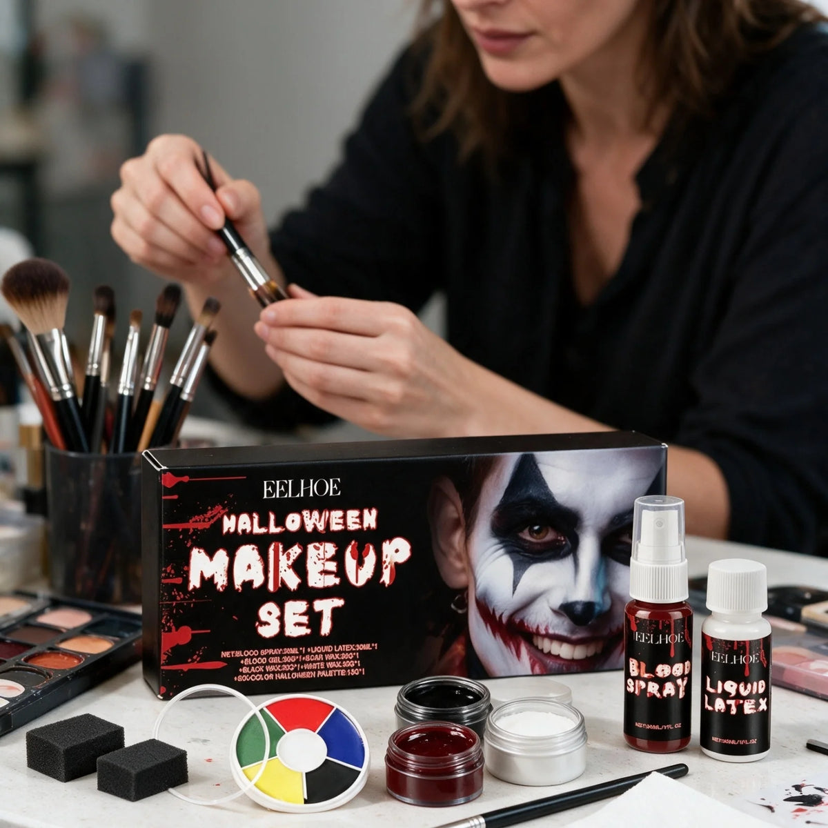 EELHOE Halloween Face Paint Set Waterproof Long Lasting Color Palette