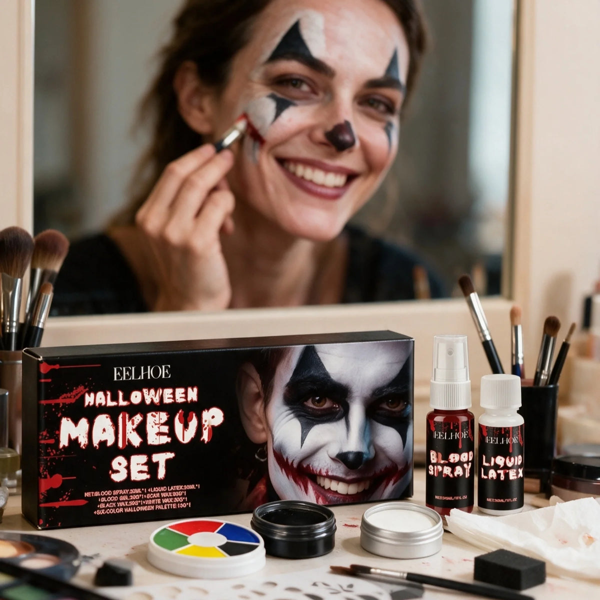 EELHOE Halloween Face Paint Set Waterproof Long Lasting Color Palette