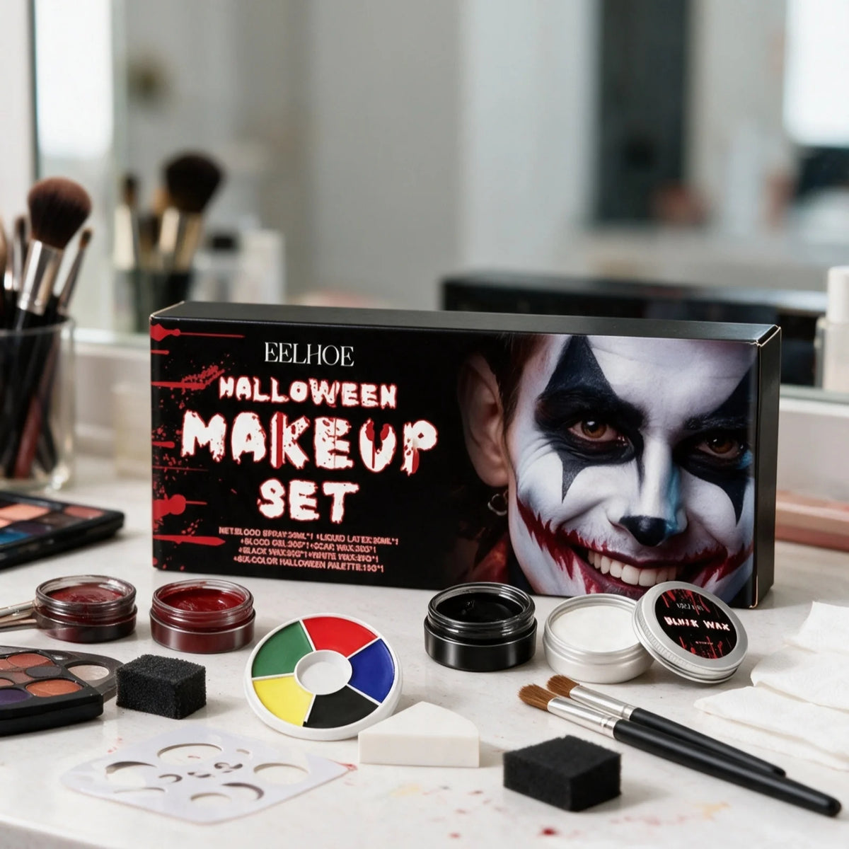 EELHOE Halloween Face Paint Set Waterproof Long Lasting Color Palette