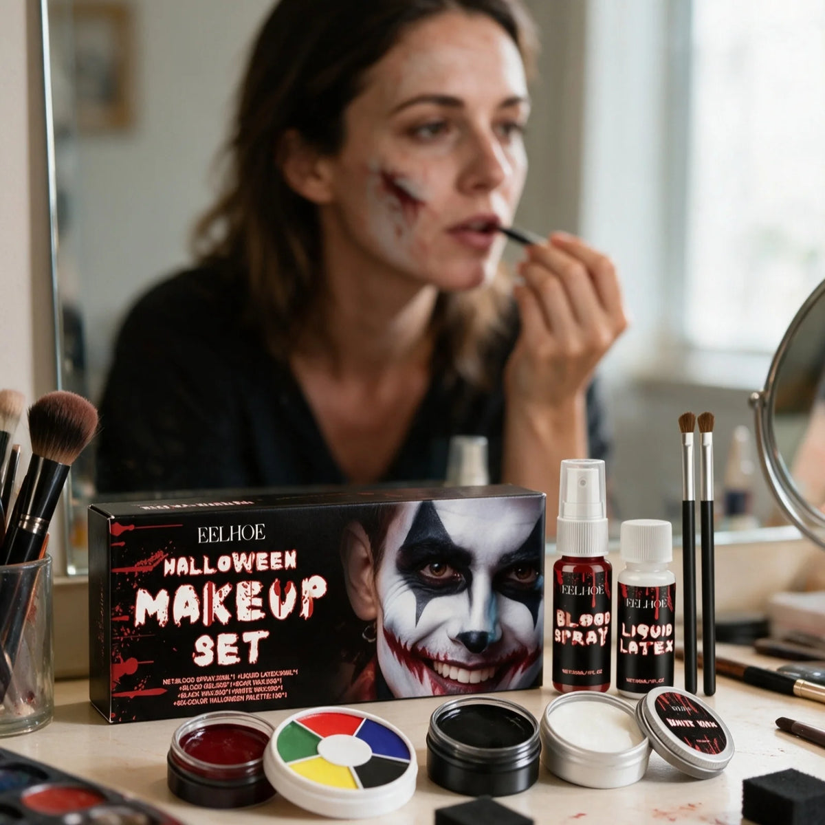 EELHOE Halloween Face Paint Set Waterproof Long Lasting Color Palette