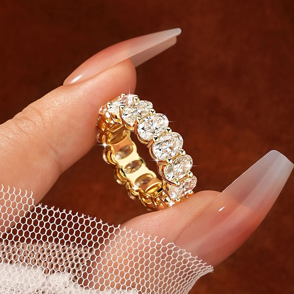 Oxtao 14K Gold Filled Moissanite Eternity Ring For Women