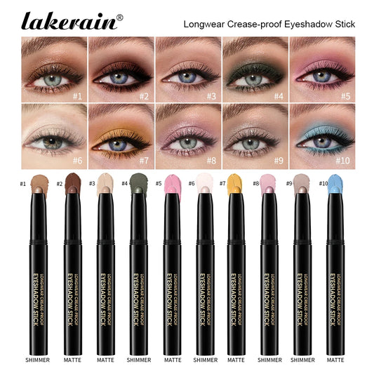 Waterproof Matte Shimmer Eyeshadow Liner Stick Metallic Highlighter Cosmetic
