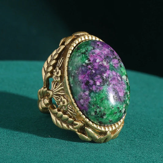 Love Green Live Green Vintage Oval Stone 18k Plated Ring