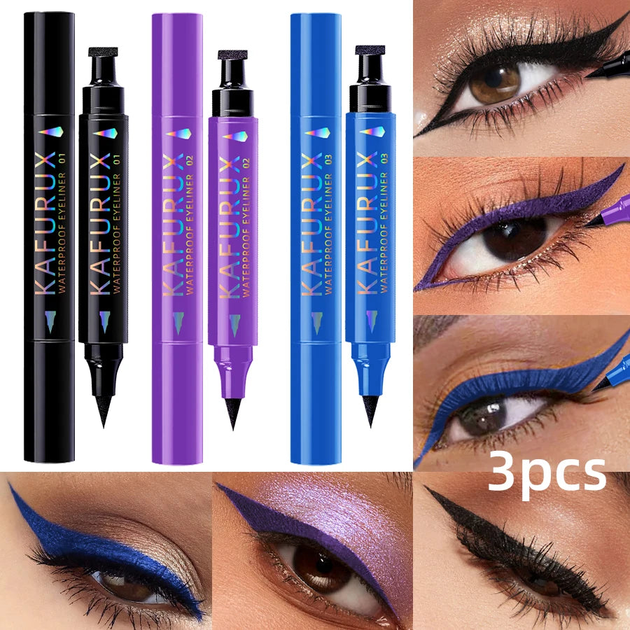 Kafurux Double Head Star Seal Waterproof Stamp Eyeliner