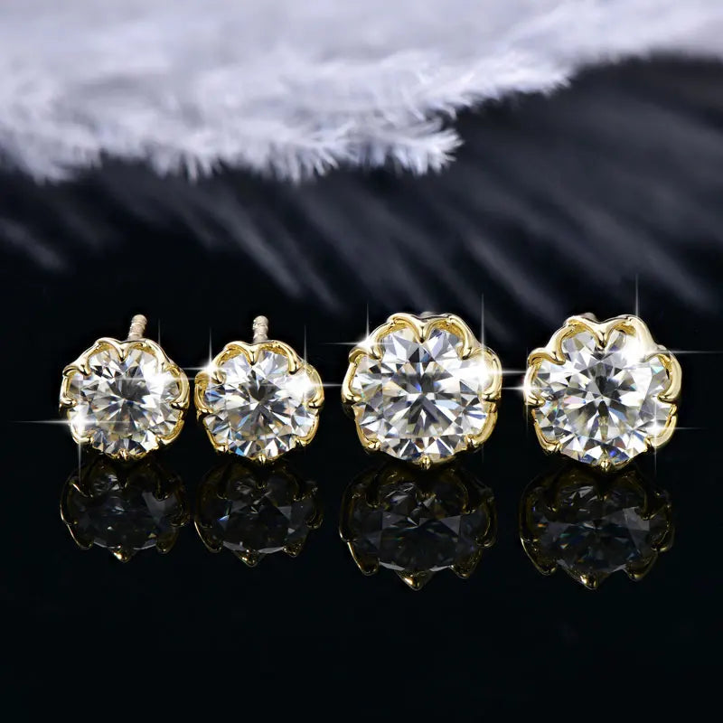 Oxtao Moissanite Flower Stud Earrings 14K Gold Filled Women