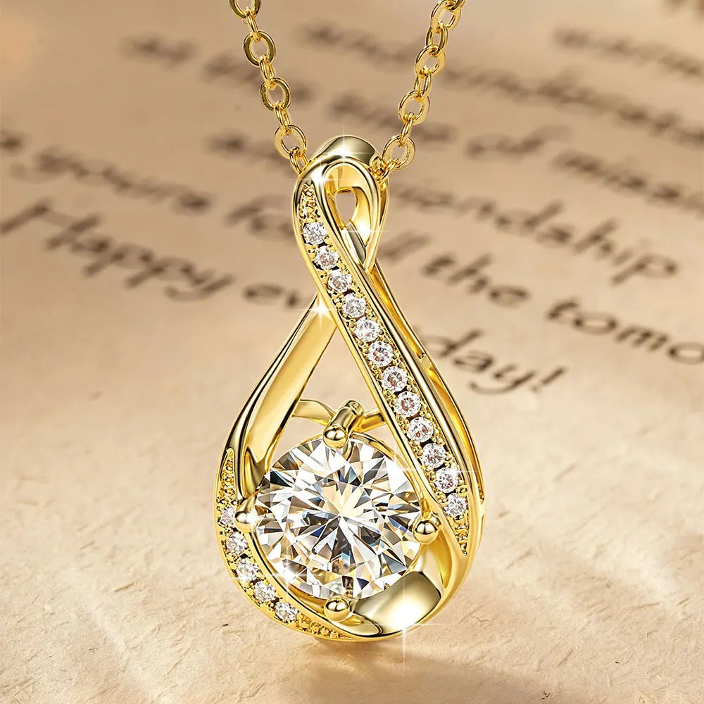 Oxtao Shiny Infinity Moissanite Pendant Necklace For Daily Wear