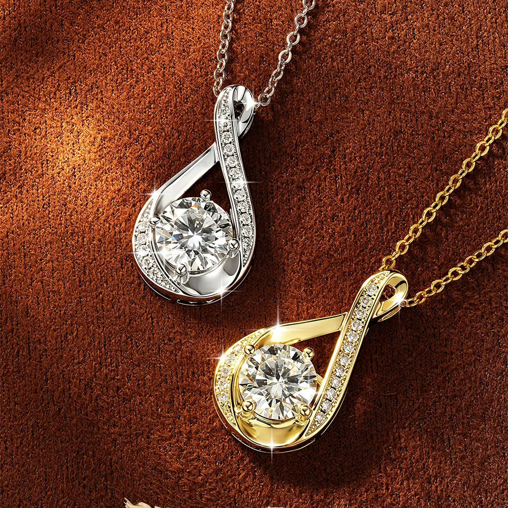 Oxtao Shiny Infinity Moissanite Pendant Necklace For Daily Wear