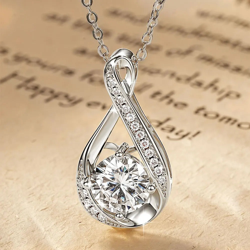 Oxtao Shiny Infinity Moissanite Pendant Necklace For Daily Wear