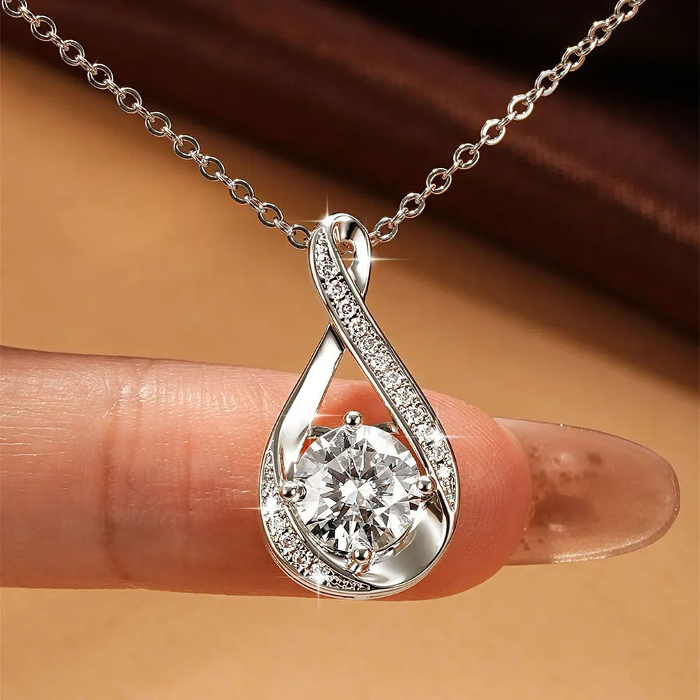 Oxtao Shiny Infinity Moissanite Pendant Necklace For Daily Wear