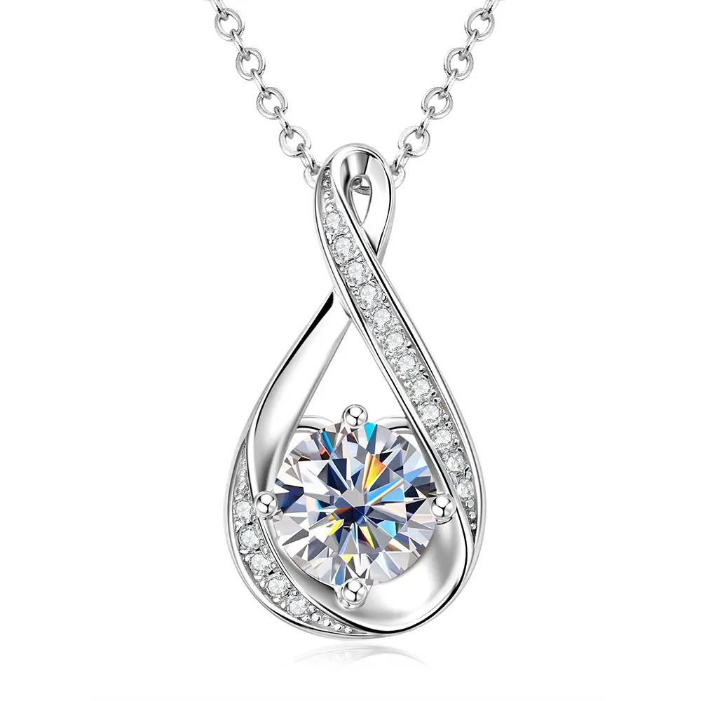 Oxtao Shiny Infinity Moissanite Pendant Necklace For Daily Wear