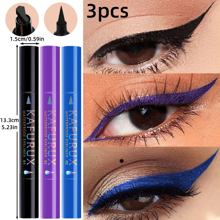 Kafurux Double Head Star Seal Waterproof Stamp Eyeliner
